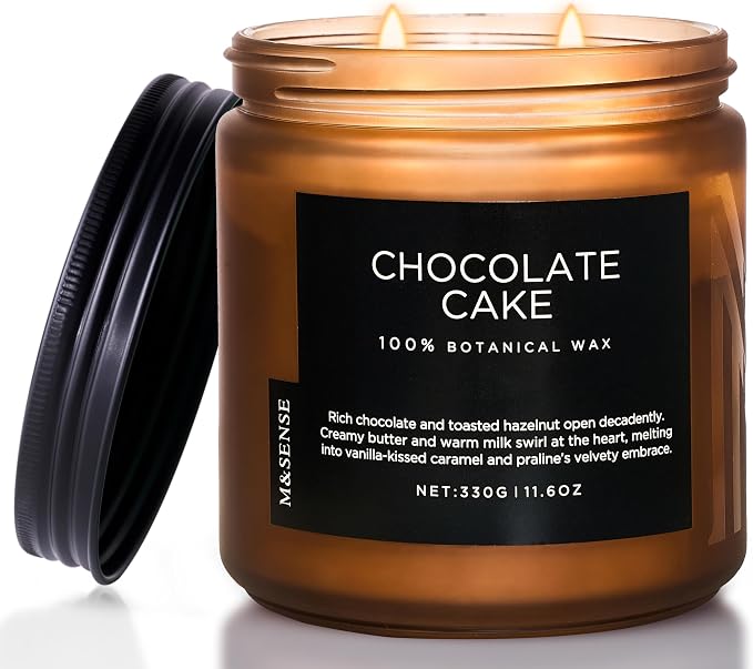 M&SENSE Chocolate Layer Cake Scent Candles, Large 11.6oz Natural Soy Wax 70 Hours Burn Time Clean Non Toxic Scented Classic 2 Wicks Candle Gifts for Mom Grandma