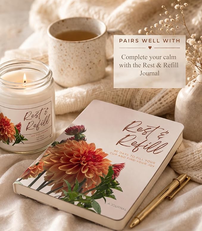 Rest & Refill Candle – Calming Scented Candle for Relaxation, Self Care & Mindful Moments | Thoughtful Gift for Mom, Women & Everyday Reset (Unscented)