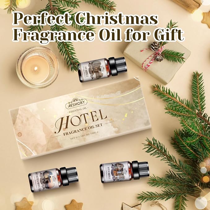 Hotel Diffuser Oils Gift Set - 6x10ML Luxury Fragrance Oil Blend, Hotel Scent Essential Oils Set for Diffuser, Candle, Soap Making Scents