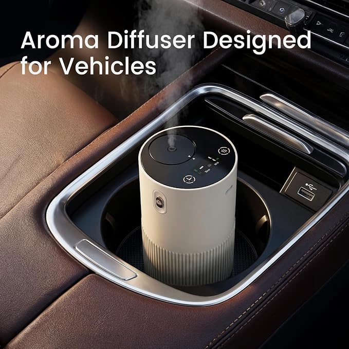 Waterless Diffuser for Essential Oil, Aluminum Alloy & Fabric, 0.33 Fl Oz/ 10mL, Cold Air Waterless Diffusers, Scent Diffuser with Timer & 4 Mist Levels for Home, Room, Car, Office - Whine