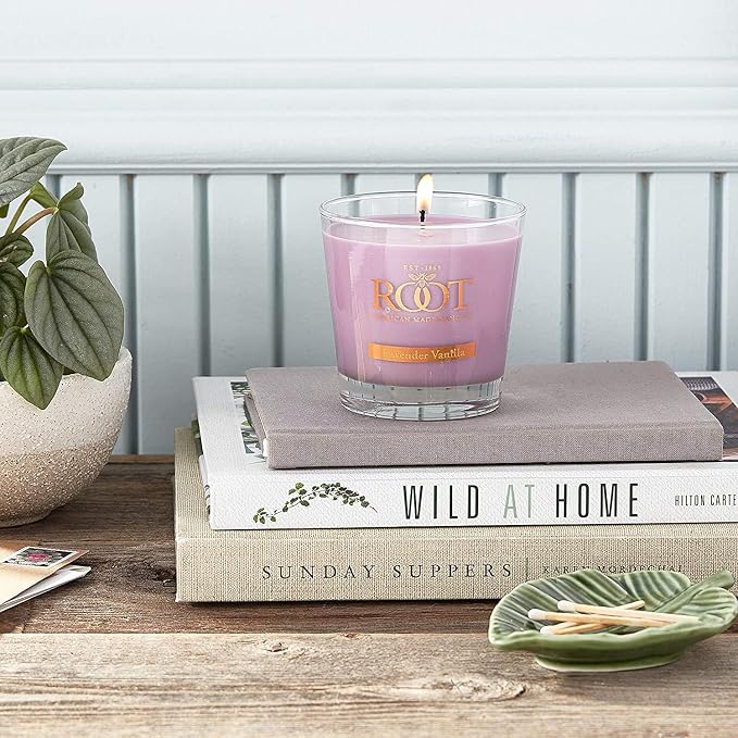 Root Candles Scented Candles Honeycomb Veriglass Premium Handcrafted Beeswax Blend Candle, Small, Lavender Vanilla