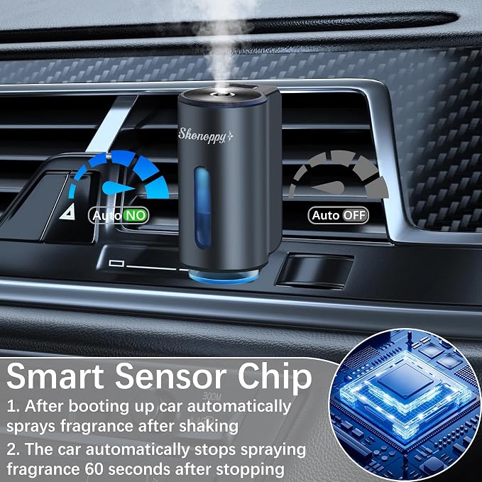 Car Air Freshener Diffuser,Smart Car Aroma Diffuser Air Freshener Spray Automatic with 10PCS Cologne Aromatherapy Oil (Grey)