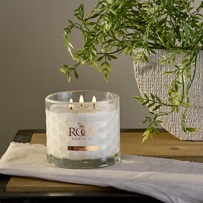Root Candles Scented Candles Honeycomb Beeswax Blend Premium Handcrafted Candle, 12-Ounce 3-Wick, Golden Hour