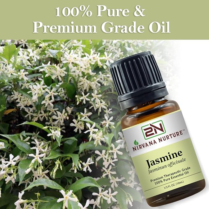 Jasmine Essential Oil, 100% Pure Undiluted, Aromatherapy Oil for Diffuser, Hair & Skin Care
