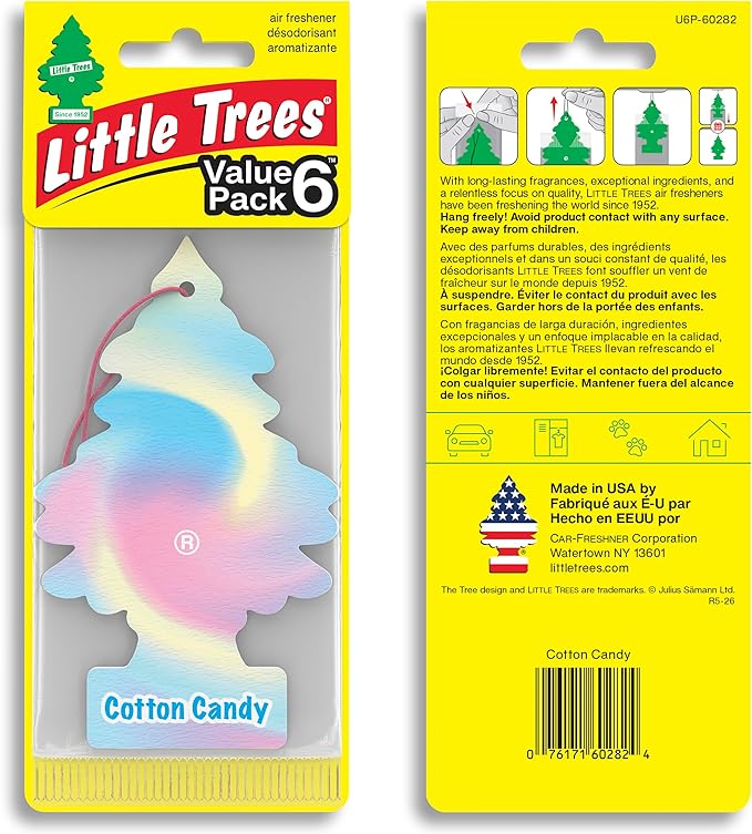 LITTLE TREES Car Air Freshener | Hanging Tree Provides Long Lasting Scent for Auto and Home | 24 Air Fresheners |Cotton Candy