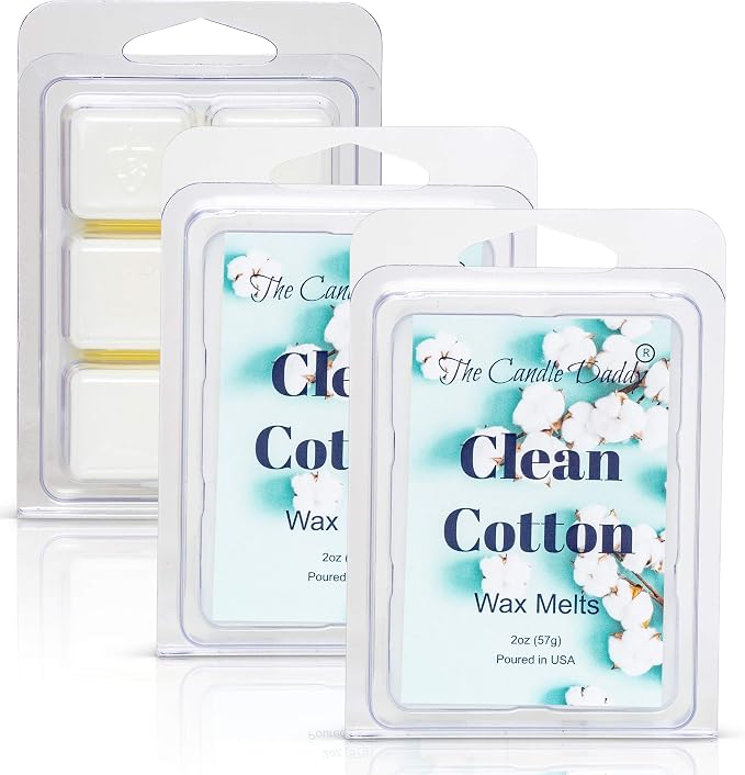 Clean Cotton- Fresh, Calming Cotton Scented Melt- Maximum Scent Wax Cubes/Melts- 1 Pack -2 Ounces- 6 Cubes Gift for Women, Men, BFF, Friend, Wife, Mom, Birthday, Sister, Daughter, Long Lasting