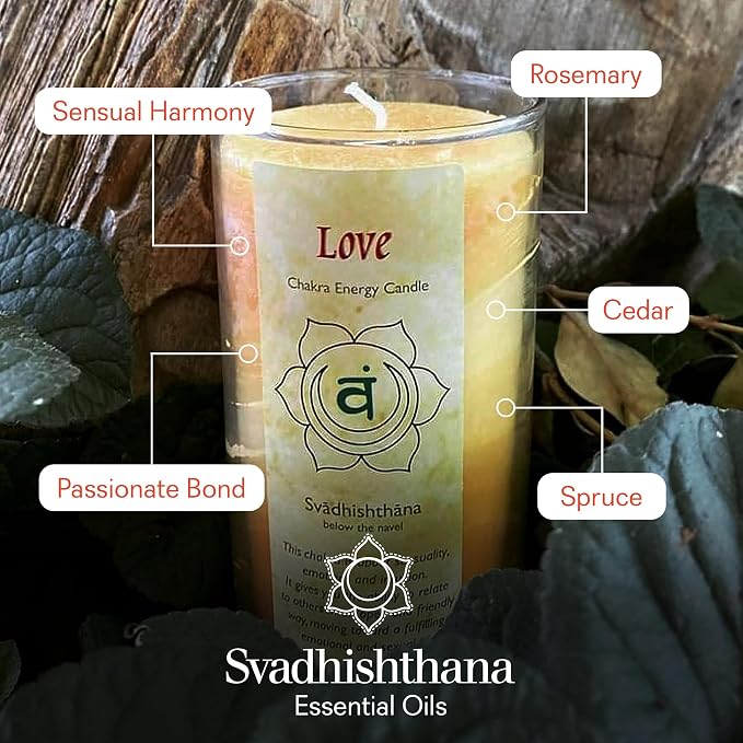 Premium Scented Candle Hand Made Chakra Energy Jar | 11 Oz Jar | Love, Svadhishtana| Yoga, Prayer & Meditation Candle | Long Burn 60 Hours | Essential Oils of Cedar, Spruce & Rosemary | Aloha Bay