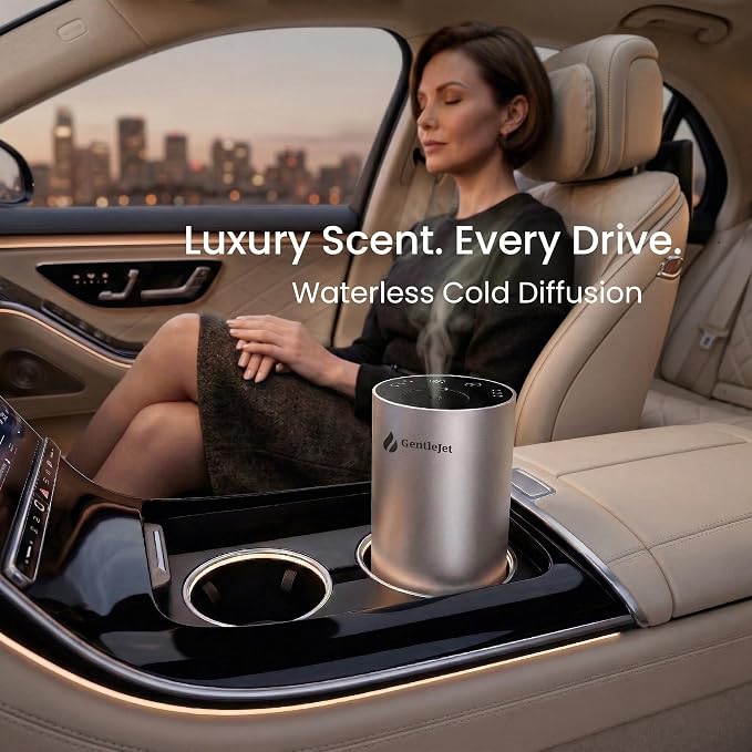 GentleJet LiteMist Waterless Rechargeable Aroma Diffuser for Bedroom, Office & Car, Cold-Air Essential Oil Mist, Aluminum Body, 20ml