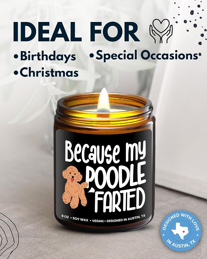 Funny Poodle Candle, Poodle Gifts for Women and Men, Unique Funny Pet-Themed Gift Ideas for Her, Best Present for Pet Lovers, Perfect Present for Dog Mom and Dog Dad, Birthday, Christmas, Gift-Ready