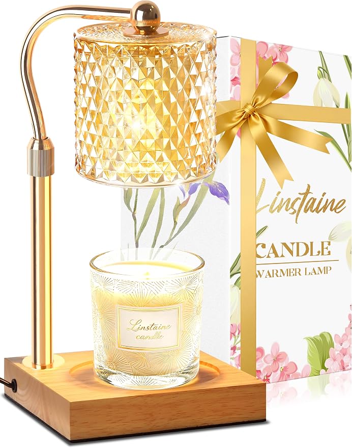 Candle Warmer Lamp with Timer Dimmer Adjustable Height, Mothers Day Gifts for Mom, Birthday Gifts for Women, House Warming New Home Decor, Electric Wax Warmer for Jar Candles, Gold