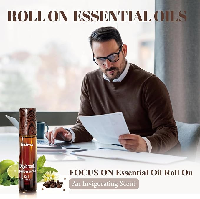 Slema Essential Oil，Daybreak Essential Oil Blends by 10ml Essential Oils - 100% Pure Therapeutic Grade, Helps Create a Focused Atmosphere for Work & Study (Lemon)