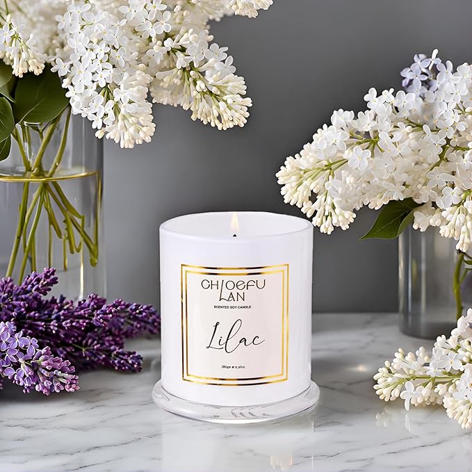 Lilac Candle, Scented Candles for Home, Wedding Gift for Women, Natural Soy Wax for Clean Burning, Luxury Glass Jar, Bridal Shower Gifts, Non-Toxic, 70 Hour Burn, 10 oz