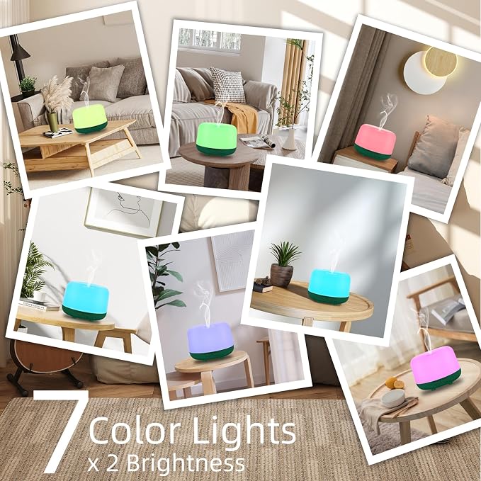 Marchred 300ML Aromatherapy Diffuser for Home, Quiet Diffuser for Essential Oils with Remote Control, 7 LED Color Changing Light, Scent Cool Mist Air Humidifier
