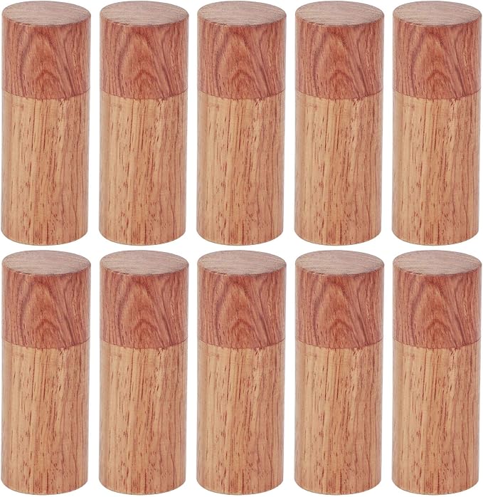 Zerodis 10Pcs Wooden Essential Oil Cylinder Box Storage Bottle Container Leak Proof Travel Carrier Case with Safe Independent Packaging for Aromatherapy DIY and Portable Use (2.5 outer diameter)
