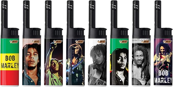 BIC EZ Reach Candle Lighter, The Ultimate Lighter with Extended Wand for Grills and Firepits (1.45-inch), Bob Marley Lighters, 4 Count Pack (Assortment of Designs and Packaging May Vary)