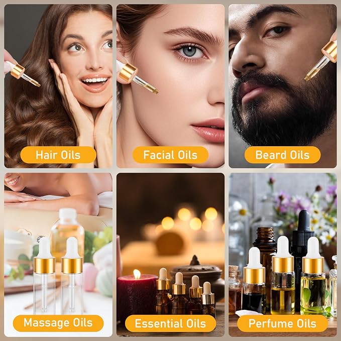 100 Pack Mini Dropper Bottle for Cuticle Oil, 5ml Small Sample Essential Oil Dropper Bottles for Travel, Clear Empty Vails for Cosmetic Perfume