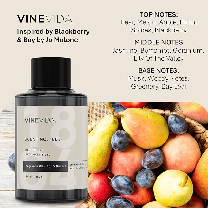 VINEVIDA [4 Oz] Inspired by: BlackBerry & Bay; Diffuser Oil Refill | Premium Scent Diffuser Oil for Home | Non-Toxic Fragrance