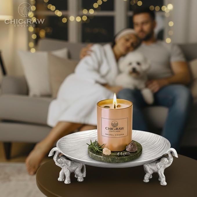 Aromatherapy Candle with Crystal Amethyst Sacral Chakra, Scented Candle Made of Ylang Ylang Oil, Luxury Long-Lasting Burn Soy Candle for Home Scented - Stress Relief, & Manifestation, 7.05oz