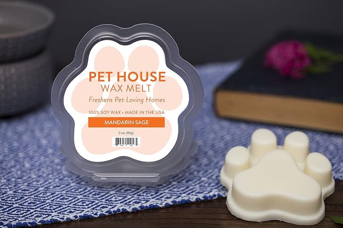 Pet House Mandarin Sage Scented Wax Melts - Natural, Long-Lasting, Plant Based Pet Friendly Soy Wax Melts Pack of 2