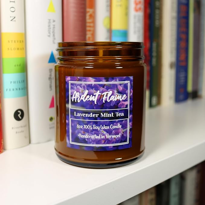 Candles | Lavender Mint Tea | 100% Natural Soy Wax Candle for Home Decor | Highly Scented | Premium Fragrance | Handmade in Vermont, USA | 8 oz | Long Lasting | Gift for Women and Men