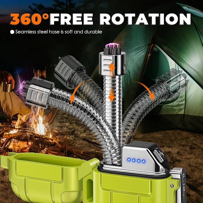 Lafagiet Electric Lighter USB C, Powerful Dual Arc Plasma Flame, with Flashlight, Wind & Waterproof Lighters for Candle, Camping, Grill, Emergency