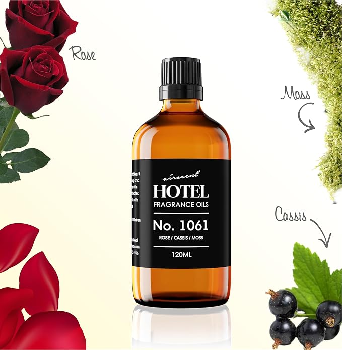 AirScent Hotel Diffuser Oil No. 1061 - Rose Cassis Moss - Premium Fragrance Oil for Ultrasonic and Waterless Diffusers and Crafting - 500 mL, 16.9 fl oz Glass Bottle
