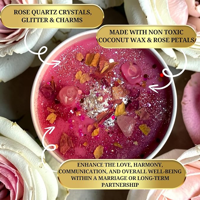 – Happy Marriage Candle | Spiritual Soy Wax Candle for Love, Harmony & Fidelity | Aromatherapy Ritual Candle | Hoodoo, Wiccan, Pagan, Conjure (4oz)