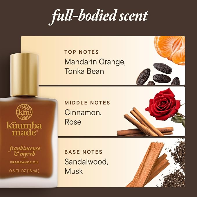 Kuumba Made Frankincense & Myrrh Fragrance Oil, Long-Lasting Scented Oil Perfume Roller, Vegan, Alcohol-Free, 0.5 Fl Oz Fl Oz