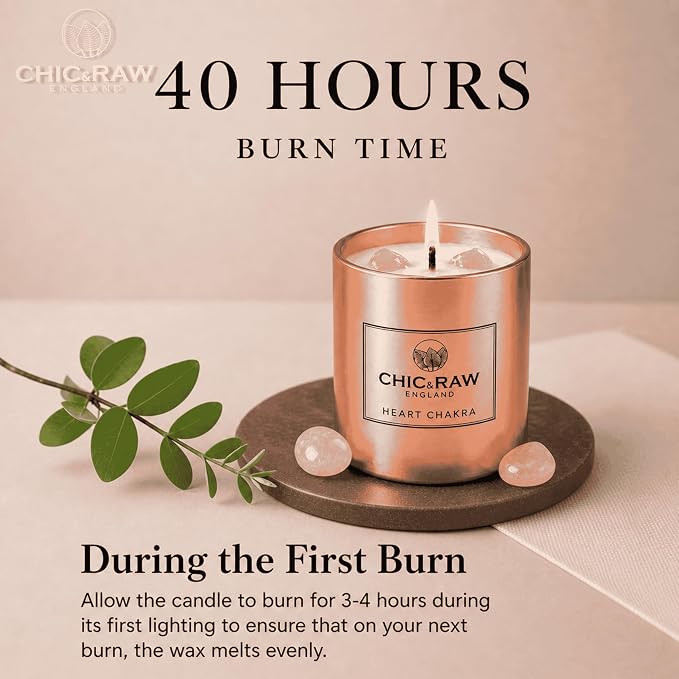 Aromatherapy Candle with 2 Pure Rose Quartz Gems, Scented Candle in Rose Gold, Luxury Long-Lasting Burn Soy Wax, White Tea & Ginger Candle for Home Scented, Unique Healing Gifts,7.05oz