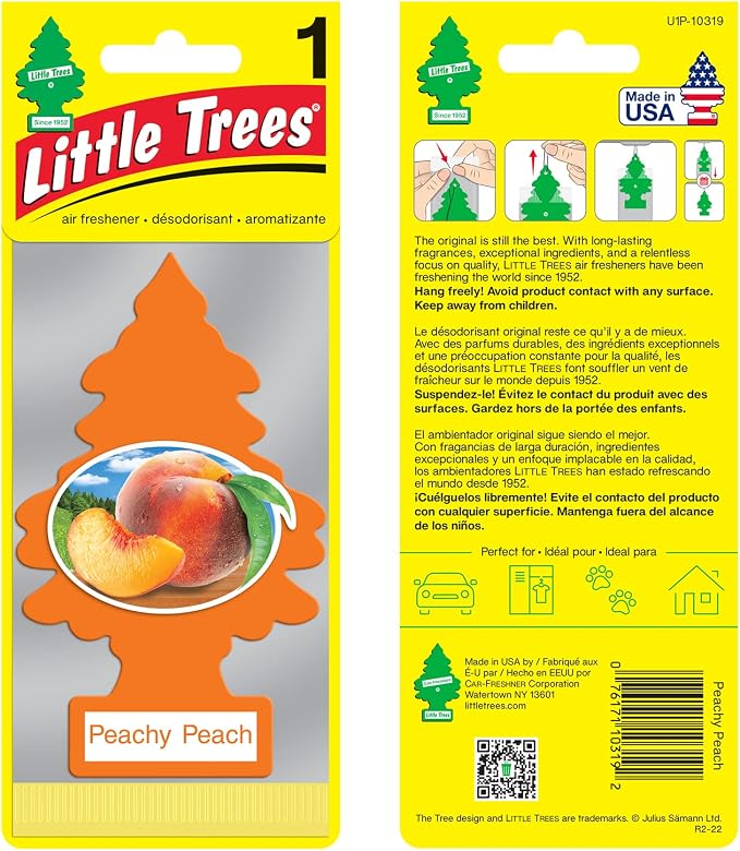 Little Trees Cardboard Hanging Car, Home & Office Air Freshener, Peachy Peach (Pack of 6)