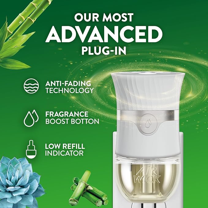 Air Wick Plug in Scented Oil Refill, 5 ct, Blue Agave and Bamboo, Air Freshener, Essential Oils