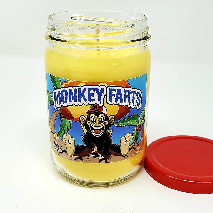 Monkey Farts Candle ~ All Natural Premium Soy Candles ~ 12oz Jars (Monkey Farts)