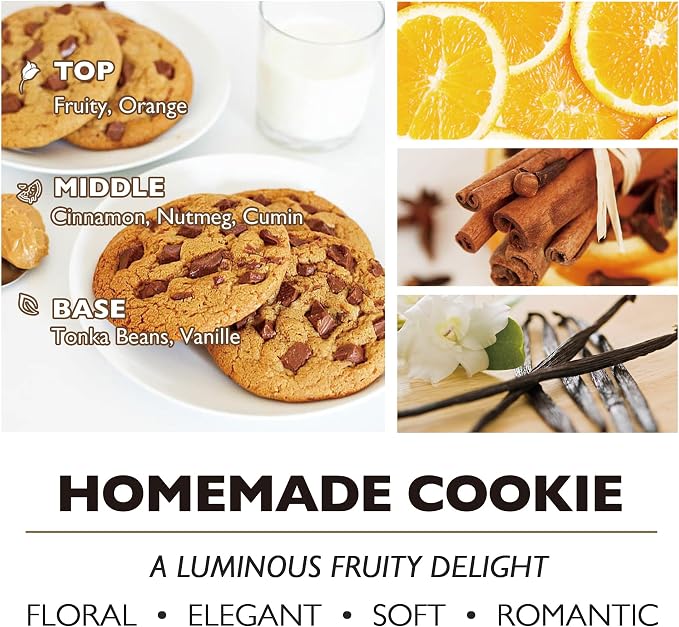 HomeLights Scented Candles, Large Jar Aromatherapy, Natural Soy Wax, 130 Hours Long Burning Gift, Homemade Cookie