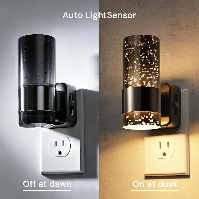 L LOHAS LED Night Lights Plug into Wall, Acrylic Bubble Night Light,Dimmable Nightlight with 0-100 LM, 3000K Plug in Night Light with Dusk to Dawn Sensor, for Bathroom Hallway Bedroom