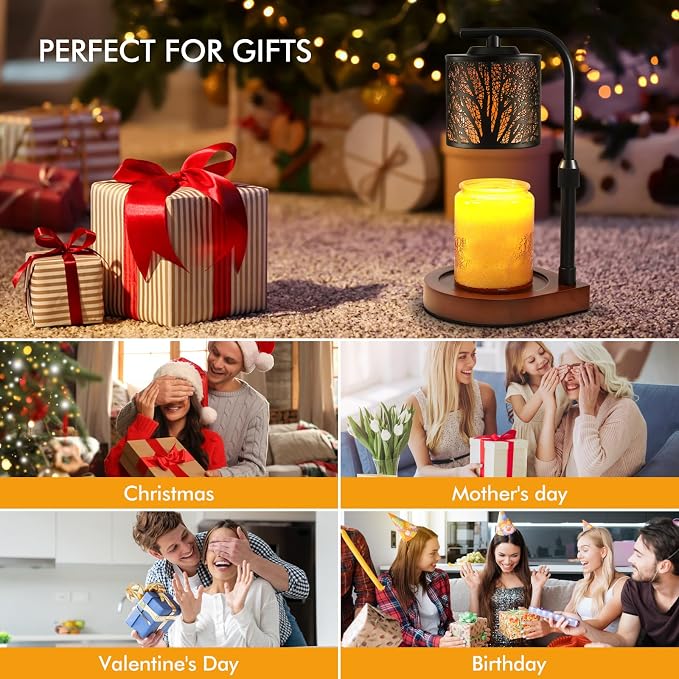 Candle Warmer Lamp with Timer & Dimmer- Electric Wax Melt Warmer with Adjustable Height for Scented Candles, Home Décor Fragrance and House Warming Birthday Mothers Day Gifts for Women Mom