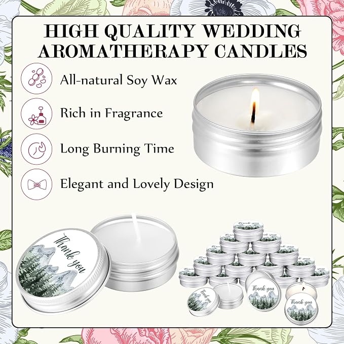 MTLEE 50 Pcs Woodland Wedding Candles Gift Favors for Guests 1 Oz Lavender Scented Soy Wax Aromatherapy Candle Favors for Bridal Shower Rustic Wedding Party Guests(Forest)