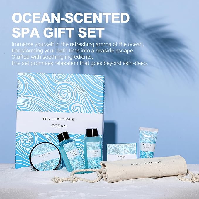 Spa Luxetique Spa Gift Set for Women,Ocean Spa Set Includes Body Lotion, Shower Gel,Bubble Bath, Hand Cream,Bath Gifts for Women, Mothers Day Gifts