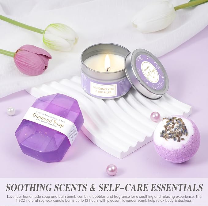 Mother‘s Day Gifts for Women, Self Care Gifts for Women, Lavender Relaxing Spa Gifts Basket Care Package for Christmas, Mother's Day, Birthday Gifts for Mom, Wife, Girlfriend, Sister, Her