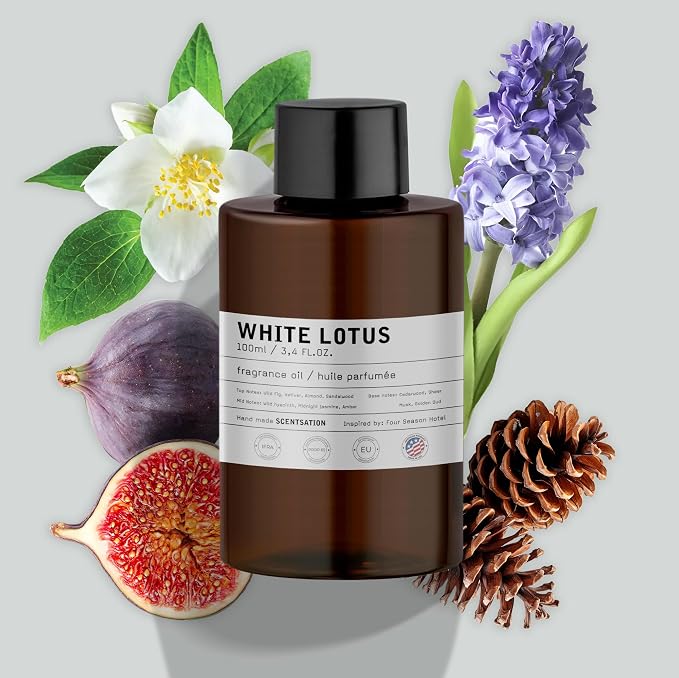 Essential Oils for Diffusers for Home - White Lotus 3.4 Fl Oz - Aromatherapy Diffuser Oil - Long Lasting Hotel Collection Diffuser Oil - Oils for Diffuser - Made in USA