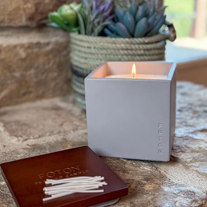 Foton Pearled Candle Le Cube Bundle (4x16oz) – Festive Fir, Misty Monte, Lavender Love & Vanilla Vibe. Refillable, Non-Toxic Pearled Wax Candles with 15 Wicks Each for eco-Luxury Home décor