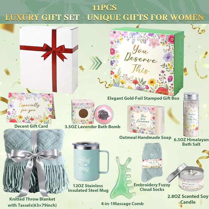 Get Well Soon Gift Baskets for Women Self Care Gifts Birthday Spa Gift Set Thinking of You Relaxation Stress Relief Care Package After Surgery Recovery Gifts Comfort Encouragement Gifts