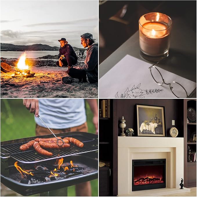 Long Grill Lighter,Refillable Butane,Windproof Flexible with Visual Fuel Window for Candles Grill BBQ Fireplaces Kitchen Camping(Butane Gas Not Included)