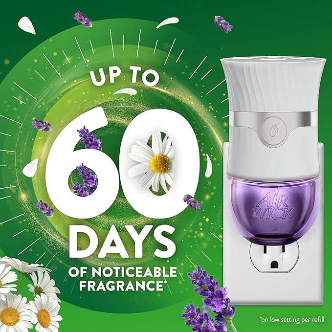 Air Wick Plug in Scented Oil Starter Kit,2 Warmers + 6 Refills,Lavender & Chamomile,Eco Friendly,Essential Oils,Air Freshener,(Pack of 2)