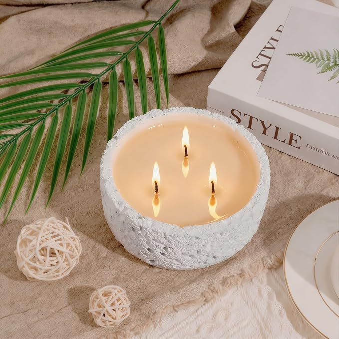 Viyffo 20oz Large White Scented Candle – Vanilla Dreamscape, 3 Wick Non Toxic Soy Candles in Matte Ceramic Jar, Perfect for Luxury Home Fragrance, Elegant Room Décor & Premium Gift for Women
