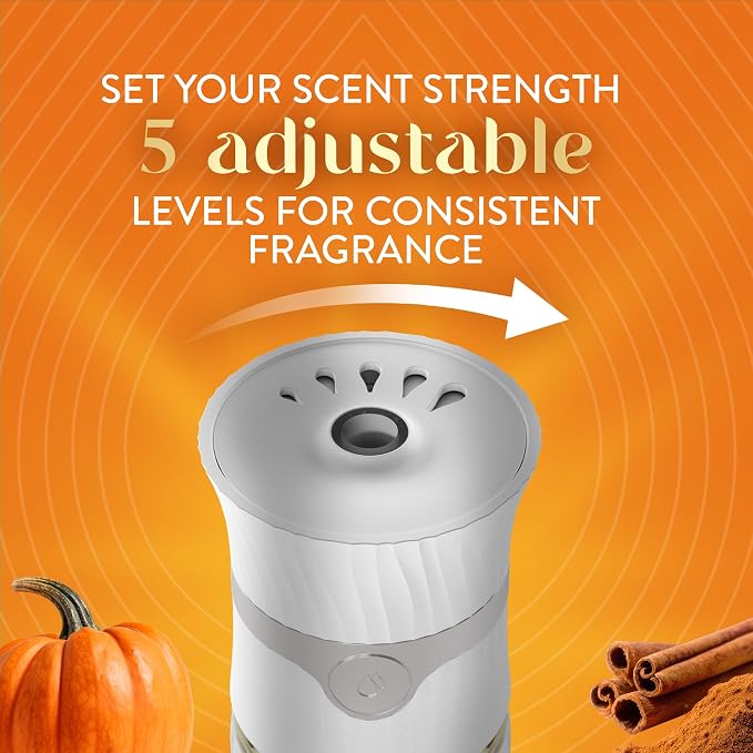 Air Wick Vibrant Plug-In Scented Oil Refills, 5 Count, Harvest Pumpkin & Spice, Air Freshener, Essential Oils