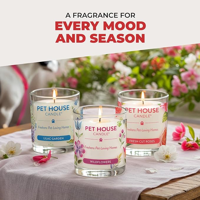 Pet House Scented Candles, Plant Based Pet Candle, Clean Burning, Long Lasting Air Freshener for Home, Holidays Fur All 2 Pack