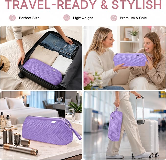 Leudes Hair Tools Travel Bag for Shark Flexstyle Carrying Case Portable Shark Hair Air Wrap Dryer Case Waterproof Dustproof Flat Curling Iron Travel Organizer (Purple)