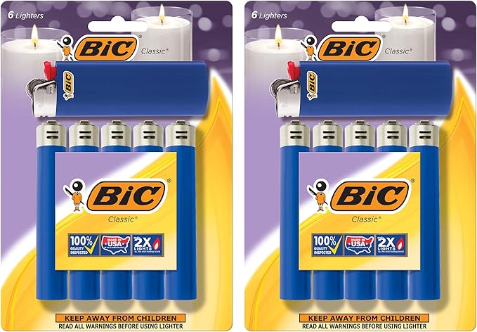 BIC Classic Maxi Pocket Lighter, Blue, 12-Pack (Packaging May Vary)