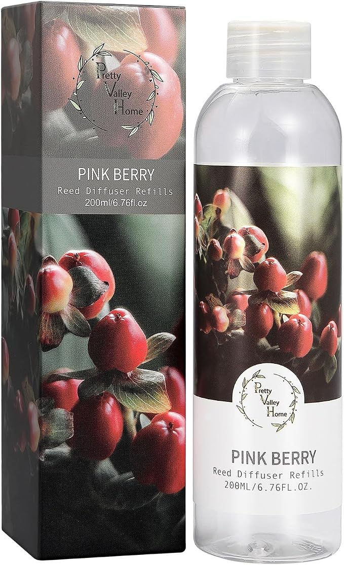 Reed Diffuser Refill/Pink Berry 200ml (6.76 fl.oz), Reed Diffuser Oil Home Fragrance for Bathroom, Bedroom, Office Decor