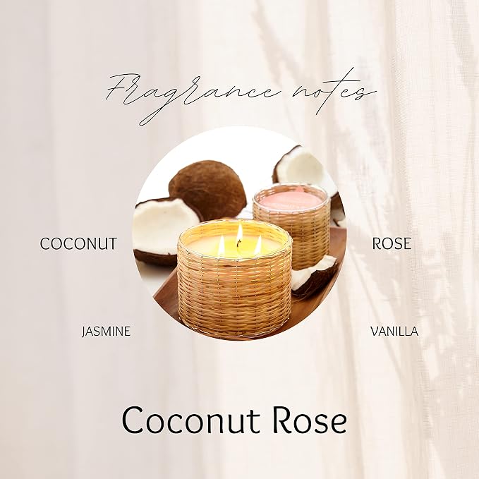 Field + Fleur - Reed Diffuser Set - Home Fragrance Diffuser - Refresh Home, Bedrooms, Bathrooms & More - Notes of Florals, Citrus, Jasmine, Vanilla & Coconut -Made in the USA -Coconut Rose Scent -4 oz